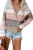 Womens Deep V Neck Wrap Sweaters Long Sleeve Waffle Knit Pullover Tops Shirts