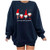 Lenago Womens Christmas Blouse Casual Gnome Print Sweatshirt O-Neck Long Sleeve T-Shrit Loose Oversize Pullover Tops  XLNavy