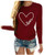 Womens Long Sleeve Tops Womens Be Kind Crewneck Sweatshirt Casual Cute Long Sleeve Loose Fitting Fall Tops T Shirt with Pockets Wine Red