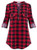 Bulotus Plus Size Tops for Women 3X Tunics for Leggings 3 4 Sleeve Plaid Shirts A-Black Red Plaid XXX-Large