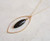 Black Onyx Marquise Oval Frame Pendant Necklace Gold Filled 20 Inch
