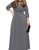 POSESHE Womens Solid V-Neck 3 4 Sleeve Plus Size Evening Party Maxi Dress Grey 3X-Large