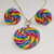 Rainbow Swirl Candy lollipop Earrings and Necklace Set Faux Food Jewelry Halloween Thanksgiving Fall Christmas