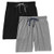 Hanes Mens Jersey Lounge Drawstring Shorts with Logo Waistband 2-Pack  Medium Grey Heather Blue String Black