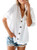 Dearlovers Womens Button Down V Neck Tops Loose Casual Short Sleeve Shirts Blouses White Large