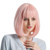 ErYao Pink Short Bob Wig with Bangs for Women Short Straight Hair Flapper Cosplay Costume Bob Wig  Pink
