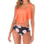Hotkey Swimsuit for Women Two Piece Bathing Suit Top Ruffled High Waisted Tankini Beachwear Tummy Control Swimwear Orange
