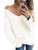 Margrine Womens Off Shoulder Sweater Batwing Sleeve Loose Oversized Pullover Knit Jumper White 2MA25-baise-XL