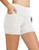 BALEAF Womens 5 inch  High Waist Workout Yoga Running Compression Exercise Volleyball Shorts Side Pockets White S