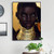 N ? Wall Art Canvas Decorative Painting Black Girl with Golden Ears Necklace Wall Paintings for Living Room Canvas Print Posters Modern Decorative Pictures-60x80cm