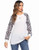 Chigant Womens Casual Long Sleeve Tunics Leopard Color Block Pullover Shirt Waffle Knit Round Neck Top White