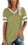 Ebifin Women Short Sleeve V Neck T Shirts Color Block Tunic Loose Blouse Casual Tee Tops Army Green