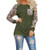 Woman Casual Tops Long Sleeve Leopard Print Patchwork Plus Size T-Shirt Blouses  Army Green XL