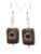 Peacock Feather Dangle Pierced Earrings Image on Ceramic Bead with Silver Toned Ear Wires