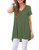 WNEEDU Womens Summer Casual Short Sleeve V-Neck T-Shirt Tunic Tops Blouse Shirts?Army GreenMedium?