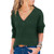 Womens Tunics Long Sleeve Shirts V Neck Blouse Casual Loose Tops Blackish Green XXL