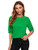 Romwe Womens Short Sleeve Tie Front Knot Casual Loose Fit Tee T-Shirt Green Solid XL