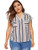 Milumia Womens Casual Plus Size Striped V Neck Short Sleeve Loose Blouse Shirt Tops Multicolor 3X-Large Plus