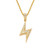 Moca Jewelry Hip Hop Iced Out Lightning Pendent 18K Gold Plated Chain Necklace for Men Women  gold