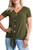 Dokotoo Womens Fashion Casual Summer Button Down Front Tie Short Sleeve V Neck Blouses Tops T Shirts Green XL
