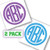 Two Pack Bundle Custom Personalized Circle Monogram Initials Sticker Decal Compatible with Yeti Cups Laptops Tumblers Car Windows -Glitter Available-
