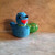 Easter Chick Plastic Fillable Egg Holder Hand Knit Cotton Blue Chick with Green Egg