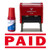 Paid Self Inking Rubber Stamp -9/16 inch x 1-1/2 inch Medium Red - Combo-