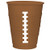 Brown Football Plastic Cups - 25pc / 16oz