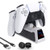 PS5 Controller Charger with Thumb Sticks - Auarte PS5 DualSense Wireless Charger Fast Charging Station Compatible with Sony Playstation 5 Controllers Dual Charging Dock Station  and  LED Indicator White