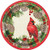 Unique Red Cardinal Christmas Round Dessert Plates - 8 Pcs