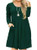 Tralilbee Womens Plus Size Long Sleeve Swing Casual Dress with Pockets Dark Green 3XL