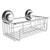 Gecko-Loc Deep Shower Shelf Caddy Storage Basket Shampoo Conditioner Holder w Vacuum Suction Cups No Hooks No Drilling - Sponge Shampoo Conditioner Holder- Stainless Steel
