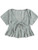 Romwe Womens Allover Print Short Sleeve Tie Knot Front Ruffle Peplum Crop Tops Blouse Green M