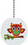 Orange Circles Owl on Limb Solid Ceramic Fan Pull