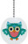 Teal Circles Owl with Big Eyes Solid Ceramic Fan Pull