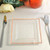 Tableclothsfactory 10 Pack 7 inch Clear Disposable Plates Square Plastic Plates Salad Dessert Plates With Shiny Rose Gold Rim For Weddings
