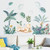 AuGcGoGo Wall Stickers Cat Green Plant Flowers Self Adhesive Wallpaper Art Decor Murals Sticker for Living Room Bedroom Home Decoration
