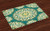 Lunarable Turquoise Place Mats Set of 4, Round Ethnic Pattern with Emerald Mandala Elements Eastern Oriental, Washable Fabric Placemats for Dining Room Kitchen Table Decor, Teal White Earth Yellow