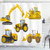 Lunarable Nursery Shower Curtain Animation Inspired Heavy Machinery Drawing Construction Cartoon Bulldozer Print Cloth Fabric Bathroom Decor Set with Hooks 84 inch Long Extra Yellow