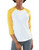 TSLA Womens 3/4 Sleeve Baseball Jersey Shirts Casual Dynamic Cotton T-Shirt Quarter Sleeve Raglan Tops Dyna Cotton 3/4 Sleeve-fts32- - White  and  Yellow Medium