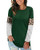 LAISHEN Womens Leopard Print Patchwork Color Block Tunic Round Neck Long Sleeve T Shirts Striped Causal Blouses Tops-Dark greenXXL-