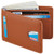 Casmonal Mens Leather Wallet Slim Front Pocket Wallet Billfold RFID Blocking -TeNapa Brown-