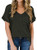 MIEMIE Women Short Sleeve V-Neck T-Shirts Casual Plain Basic Shirts Loose Tee Tops Army Green Large