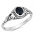Filigree Simulated Black Onyx Polished Ring New .925 Sterling Silver Band Size 9