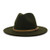 Lisianthus Women Classic Felt Fedora Wide Brim Hat with Belt Buckle Olive