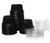 Crystalware Disposable 1.5 oz. Plastic Portion Cups with Lids Condiment Cup Jello Shot Souffle Portion Sampling Cup 100 Sets  Black Cups with Clear Lids