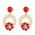 shiYsRL Earrings Stud Crystal Pearl Earring Set Women Rattan Weave Hollow Round Circle Flower Dangle Ear Stud Earrings Jewelry for Girls Women Men - Red