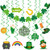 Joy Bang St Patricks Day Decorations Shamrock Ornaments Hanging Swirls Decorations with St Patricks Day Banner Lucky Irish Green Shamrock Party Decorations for Home Office