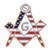 American Flag Square  and  Compass Masonic Lapel Pin - -White  and  Red--3/4 Tall-