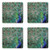 Lunarable Peacock Coaster Set of Four, Peacock Displaying Elongated Majestic Feathers Open Wings Picture, Square Hardboard Gloss Coasters for Drinks, Navy Blue Green Pale Brown
